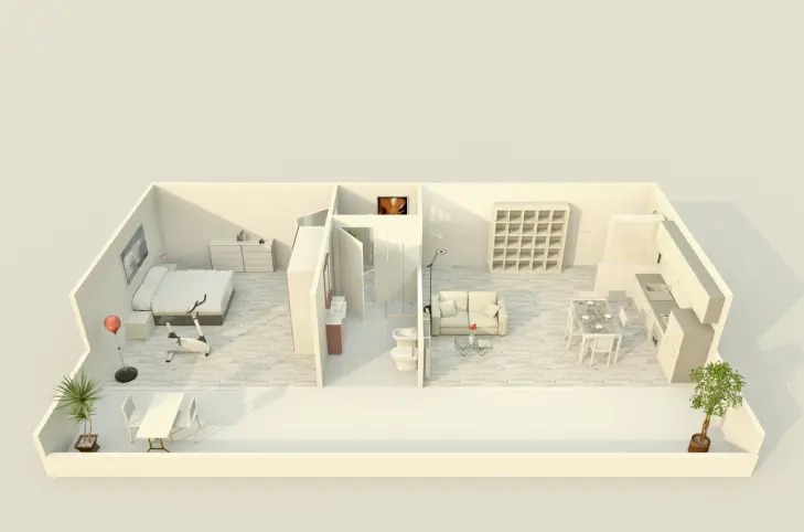 Plan 3D d'un appartement moderne