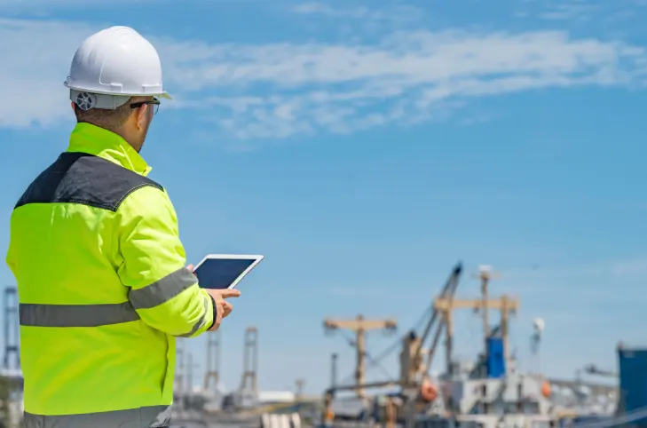 Ingénieur inspectant un site industriel