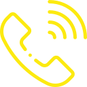 Icône de téléphone jaune avec ondes