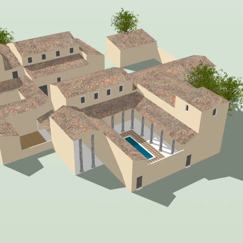 Modèle 3D de villa romaine avec atrium